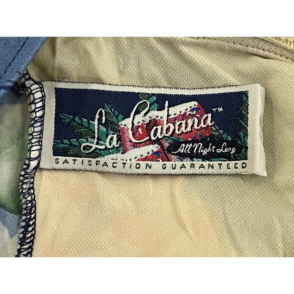La Cabana Swimsuit Women's Size 10 Vintage 80's 90's Blue Hawaiian Flowers - Picture 3 of 10